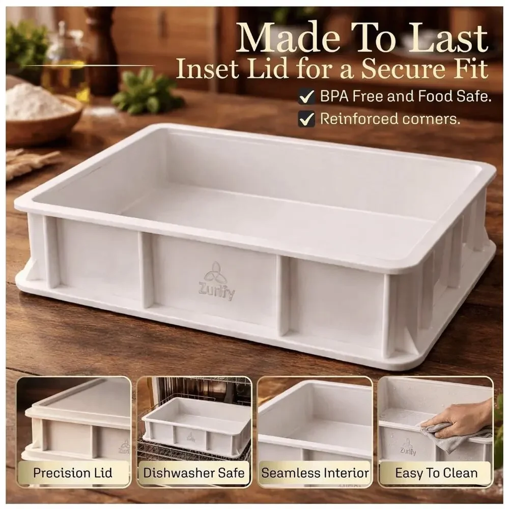 Zurify 2-Pack Pizza Dough Proofing Box System w/ 2 Lids, Stackable 17.5